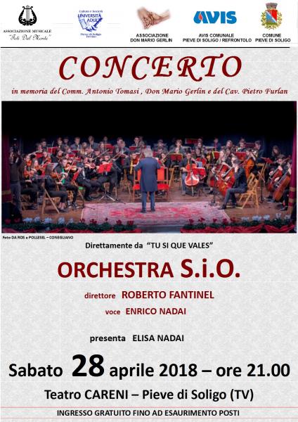 ENRICO NADAI E L'ORCHESTRA S.I.O. DIRETTA DA ROBERTO FANTINEL IN CONCERTO A PIEVE DI SOLIGO (TV)