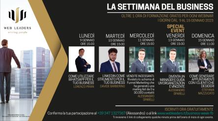 La settimana del business dal 9 al 15 Gennaio, webinar gratuiti sul web marketing